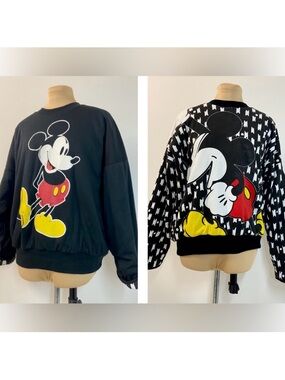 Vintage Disney Mickey Mouse Reversible Graphic Sweatshirt Black White - OS S-XL